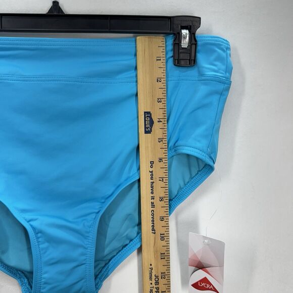 Lands End High Waisted Bikini Swim Bottoms Size 14 Turquoise Chlorine Resistant - Picture 8 of 9